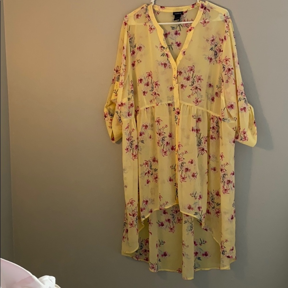 Springtime yellow babydoll tunic Torrid 3